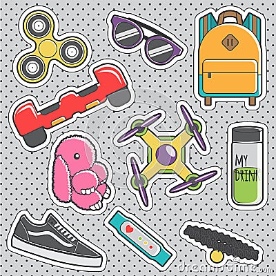 Fun trendy vintage sticker hype fashion badges Vector Illustration