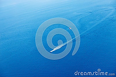 Water sports, jet ski and parasailing in the sea. Aerial view. Stock Photo