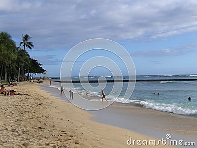 Vacation fun. Waikiki beach, Hawaii Editorial Stock Photo