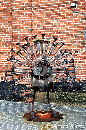 Large piece of artwork seen in whimsical bird made of metal, American Visionary Art Museum, Baltimore, Maryland, 2017 Editorial Stock Photo