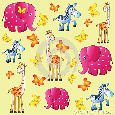 Fun zoo. Children`s picture. Vector Illustration