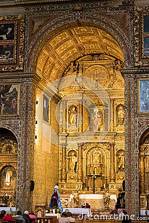 Main altar in Cathedral in Funchal Madiera Editorial Stock Photo