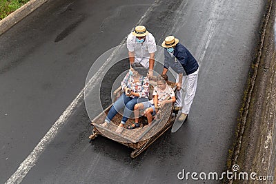 Tobogganing in Madeira Editorial Stock Photo