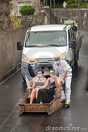 Tobogganing in Madeira Editorial Stock Photo