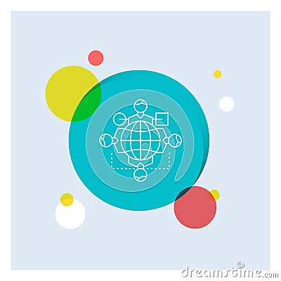 Function, instruction, logic, operation, meeting White Line Icon colorful Circle Background Vector Illustration