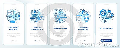 Functional programming advantages blue onboarding mobile app screen Vector Illustration