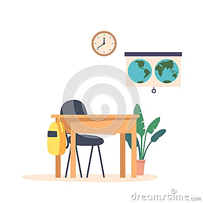 Functional And Sturdy Student Desk In A Classroom Setting, Designed To Provide A Comfortable Workspace For Students Vector Illustration