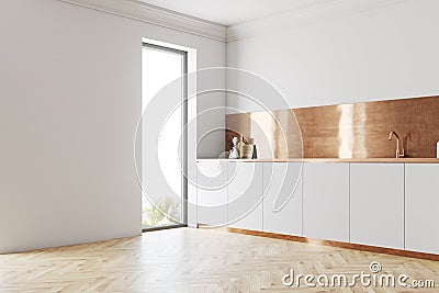 Functional white and brown kitchen side Stock Photo