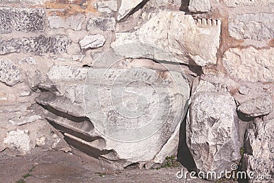 Fundament with roman column of the Church of St. Donat. Stock Photo