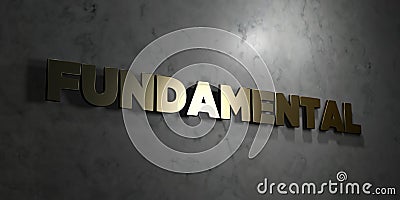 Fundamental - Gold text on black background - 3D rendered royalty free stock picture Stock Photo