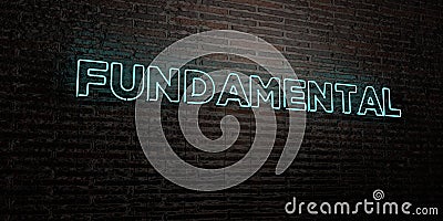 FUNDAMENTAL -Realistic Neon Sign on Brick Wall background - 3D rendered royalty free stock image Stock Photo