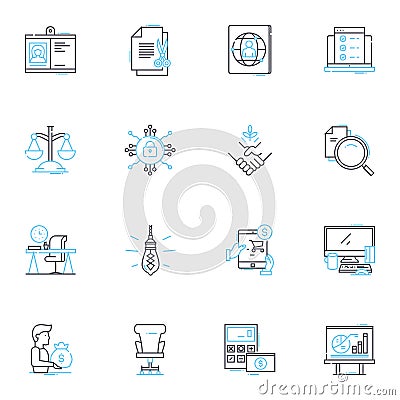 Fundamental trade linear icons set. Conceptual, Basics, Foundation, Core, Essentials, Crucial, Key line vector and Vector Illustration