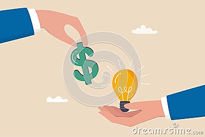 Funding startup idea, fundraising to start business, investor, venture capital or VC to financial support, budget or sponsorship Vector Illustration