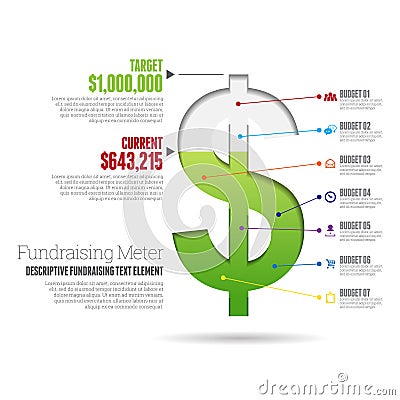 Fundraising Meter Infographic Vector Illustration