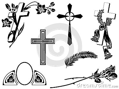 Funeral announcement elements Vector Illustration