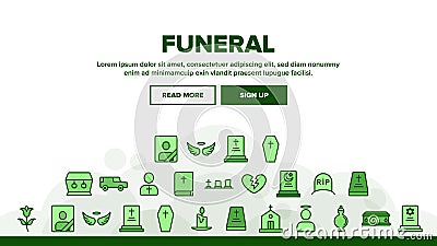 Funeral Burial Ritual Landing Header Vector Vector Illustration