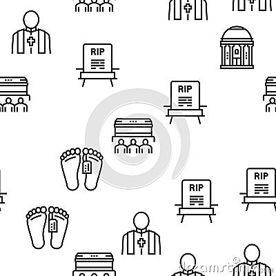 Funeral Burial Service Vector Seamless Pattern Vector Illustration