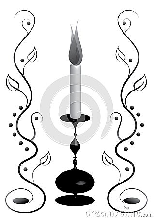 Funeral candlestick Vector Illustration