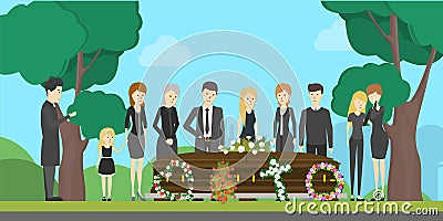 Funeral ceremony illustration. Vector Illustration