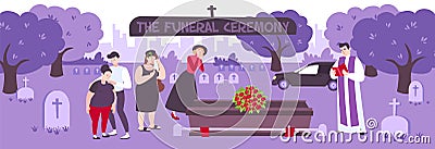 Funeral Ceremony Vector Illustration Vector Illustration