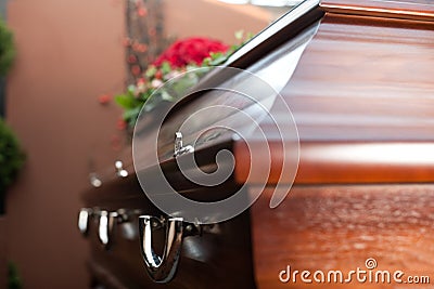 Funeral with coffin Stock Photo