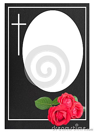 Funeral frame with red roses Stock Photo