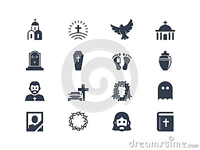 Funeral icons Vector Illustration