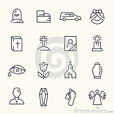 Funeral icons Vector Illustration