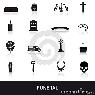 Funeral icons set eps10 Vector Illustration