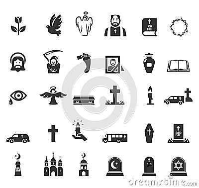 Funeral icons Vector Illustration