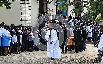 Funeral procession in rural Robillard, Haiti. Editorial Stock Photo