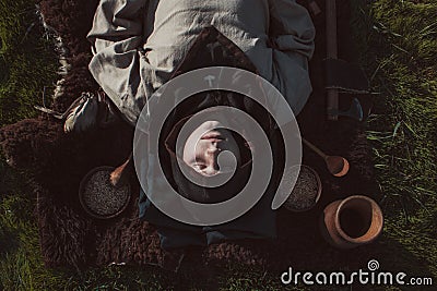 Funeral of scandinavian prosperous inhabitant from island of Go Stock Photo