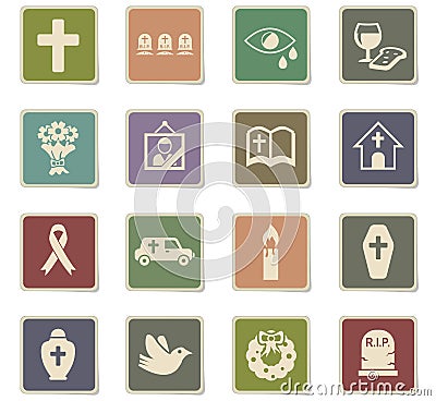 Funeral services icon set Vector Illustration