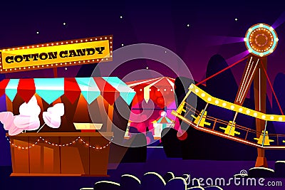 Funfair or fairground cartoon vector illustration Vector Illustration