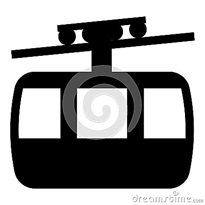 Funicular air way cable car Ski lift Mountain resort Aerial transportation tourism Ropeway Travel cabin icon black color vector Vector Illustration