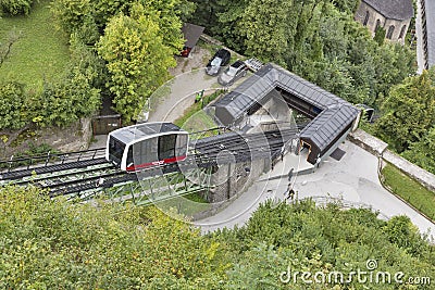 Funicular cable car in Salzburg, Austria Editorial Stock Photo