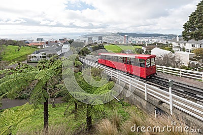 A funicular cable car in Wellington New Zealand Editorial Stock Photo