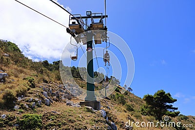 Funicular cable chair above Capri Island, Italy Editorial Stock Photo