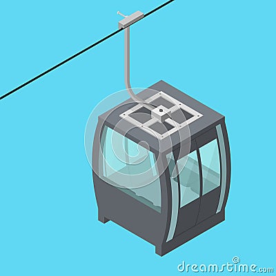 Funicular Cable Railway Isometric View. Vector Vector Illustration