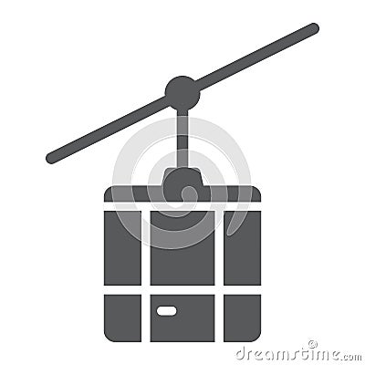 Funicular glyph icon, travel and tourism, cableway Vector Illustration