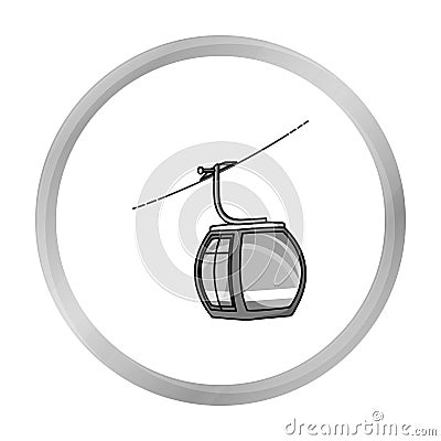 Funicular icon in monochrome style isolated on white. Ski resort symbol. Vector Illustration