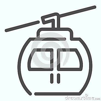 Funicular line icon. Cable car vector illustration isolated on white. Ski cable lift outline style design, designed for Vector Illustration