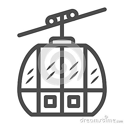 Funicular line icon, World snow day concept, Ski cable lift sign on white background, Funicular wagon icon in outline Vector Illustration