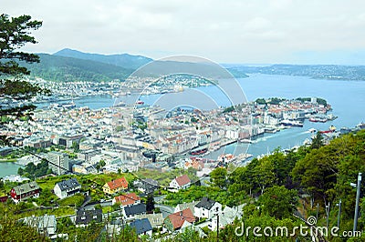 Funicular on Mount Floyen in Bergen, Norway Stock Photo