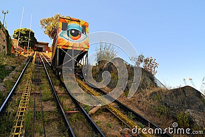 Funicular Railway Escalator, Valparaiso, Chile Editorial Stock Photo