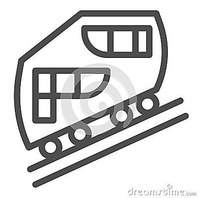Funicular railway line icon, Public transport concept, cable-railway sign on white background, cableway icon in outline Vector Illustration