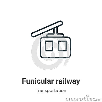 Funicular railway outline vector icon. Thin line black funicular railway icon, flat vector simple element illustration from Vector Illustration