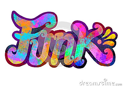 Funk, multicolored Word with grunge effect, Digital painting illustration, ornament and decoration, logo design Stock Photo