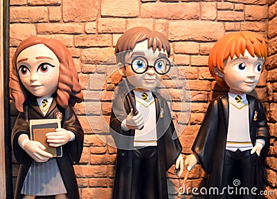 Funko Harry Potter, Hermione Granger and Ron Weasley Editorial Stock Photo