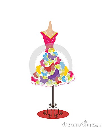 Funky butterfly Dress Vector Illustration